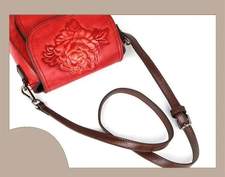 MOTAORA Women Shoulder Bag Luxury Retro Saddle Bags For Ladies Genuine Leather Messenger Bags Female Handmade Embossed Women Bag