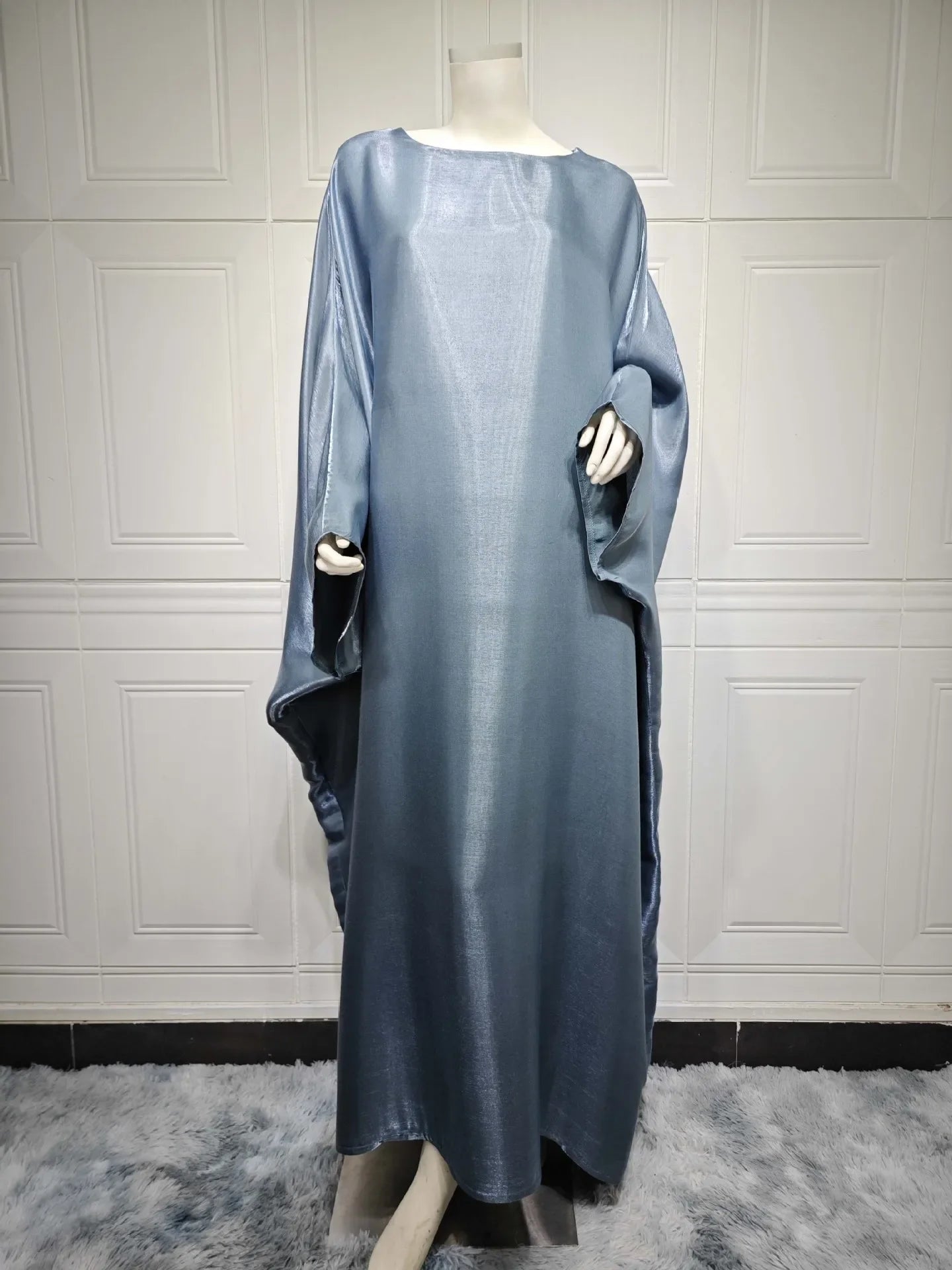 2024 Muslim Dress Women Summer Fashion Muslim Long Sleeve Satin Plus Size Long Abaya Kaftan Abaya Dubai Abaya Muslim Clothes