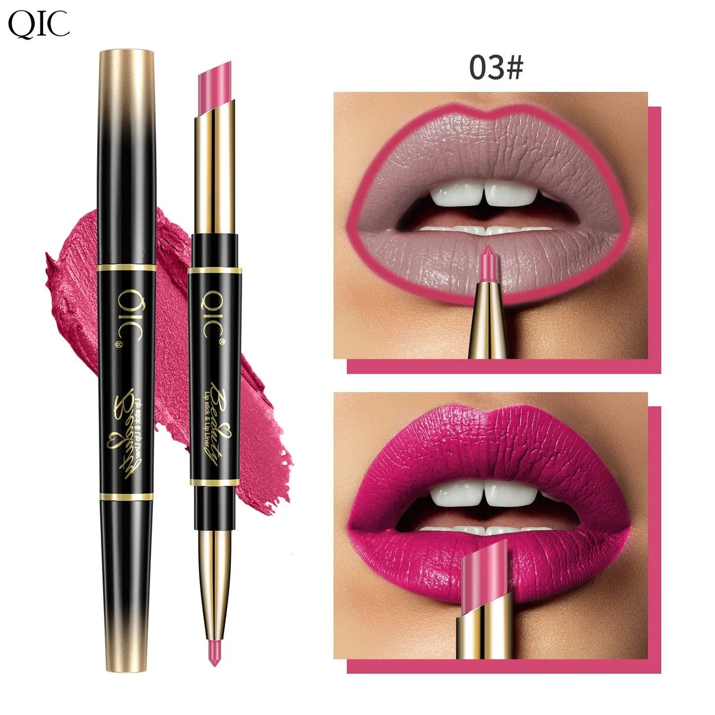 2 IN 1 Lip Liner Waterproof Nude Matte Lipstick Pencil Sexy Red Long Lasting Double Ended Lipliner Makeup Cosmetics For Women