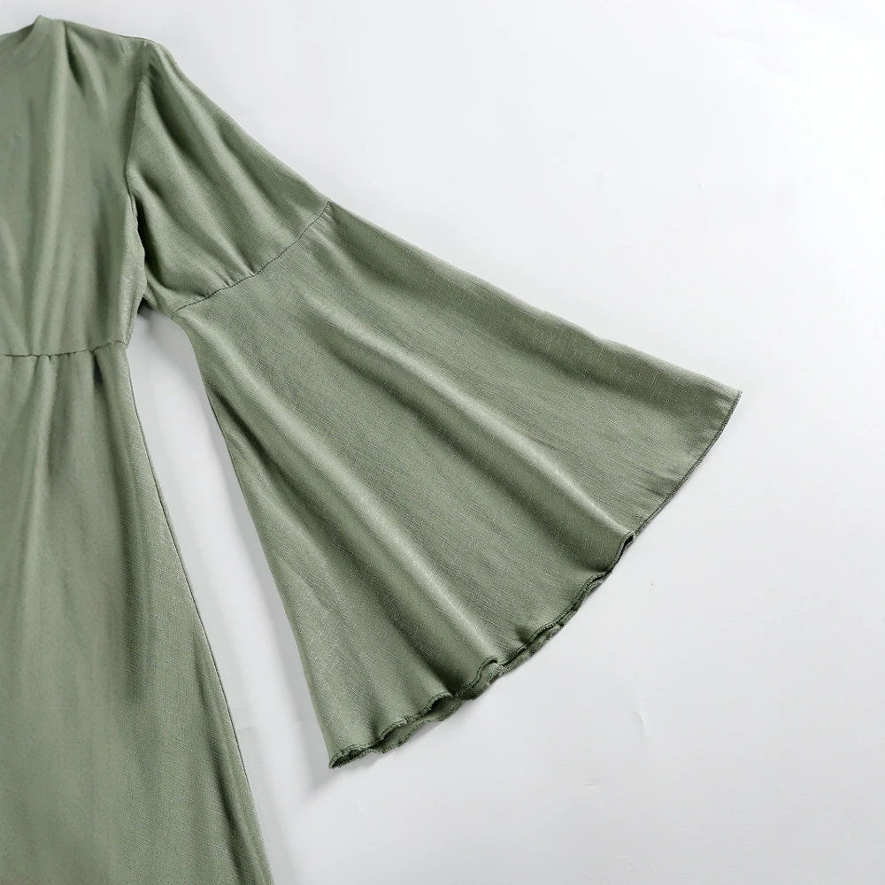 Rafiah Summer Dresses Comfortable Daily Solid Color Long Sleeve Square Neck Maxi Loose Fit Daily Long Dresses For Women