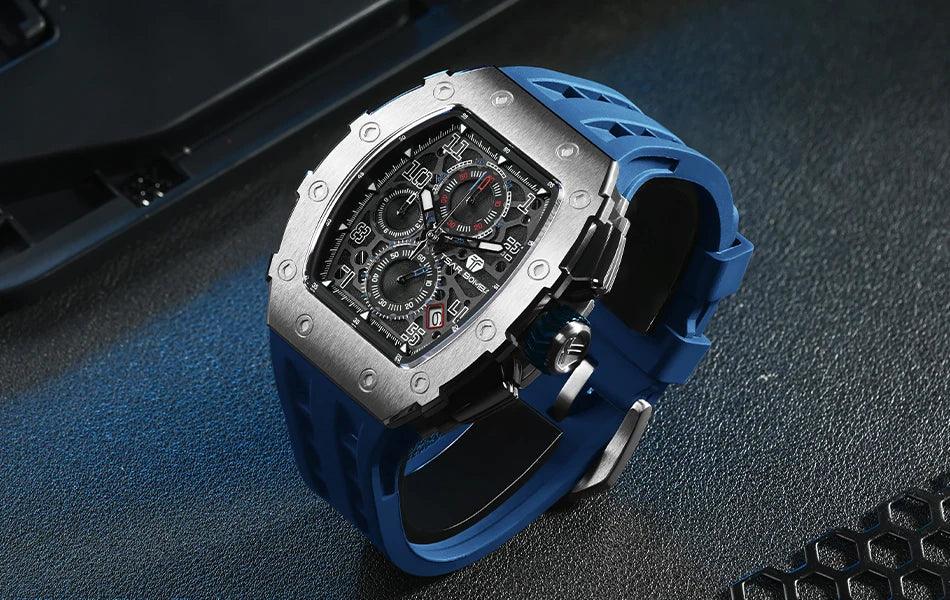 TSAR BOMBA New TB8204 Watch for Men Japan Quartz Chronograph 50M Waterproof Wristwatch Fashion Sport Clock Male Luxury Mens Gift