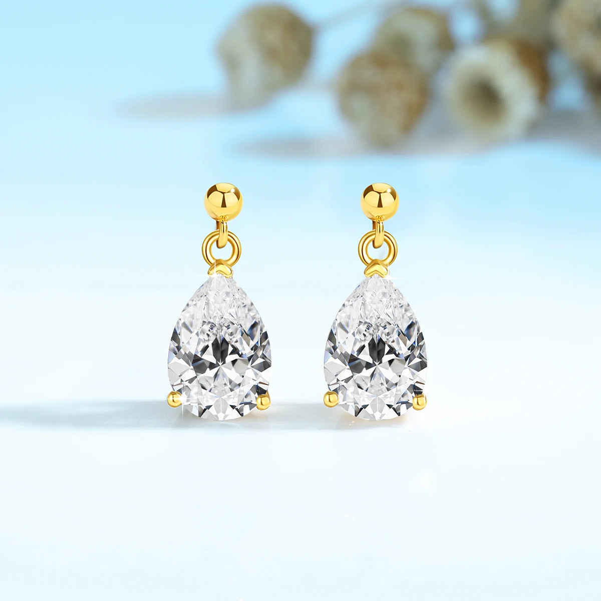 Pear Cut 14k Gold Moissanite Stud Earrings Au585 for Women Diamond Earrings Teardrop Shape Engagement Wedding Jewelry Gifts