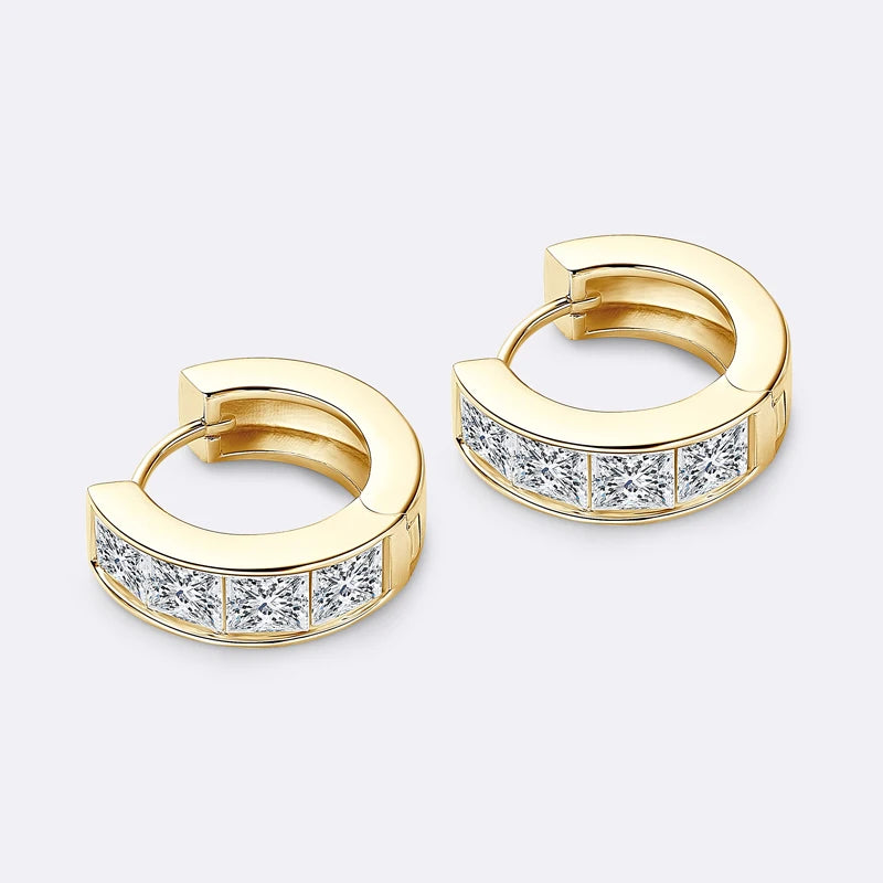 Lnngy 3.2CTTW Princess Cut Moissanite Earring for Women Certified 925 Sterling Silver Hoop Earrings Fashion Versatile Jewelry
