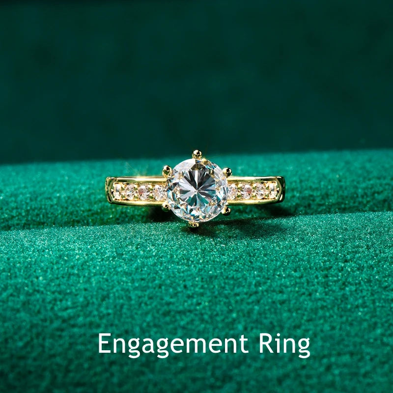 Lnngy Certified 10K Pure Gold Moissanite Ring for Women AU417 Lab Created Diamond Halo Engagement Rings Exquisite Jewelry Gift