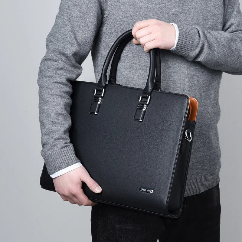 MOTAORA Genuine Leather Laptop Bag Men 14-15.6 Inch Business Briefcase Work Messenger Bag for MacBook HP Dell Acer