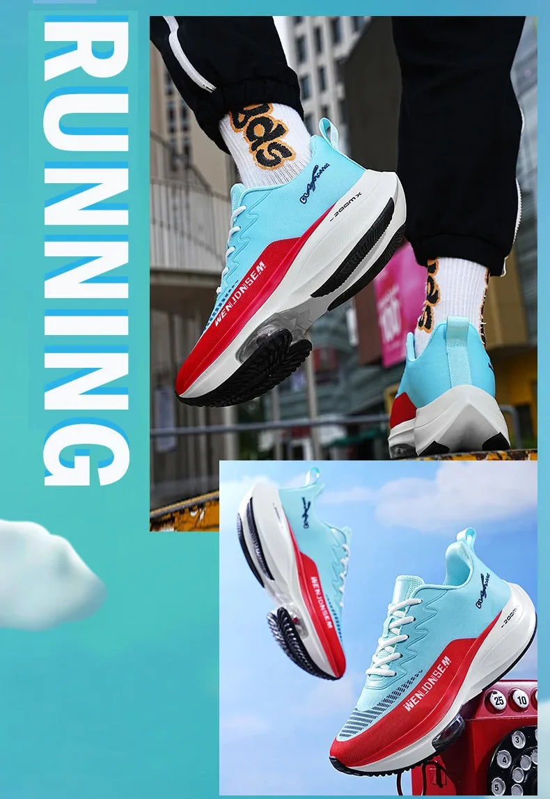 Men's Breathable Sports Shoes Summer Collection Mesh Fabric Double Air Cushion Running Shoes Korean Style The New