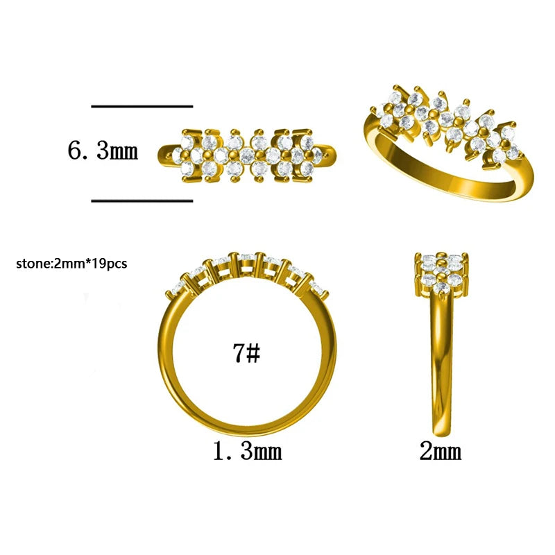 Lnngy 2mm Moissanite Ring With Certificate 925 Sterling Silver Cluster Flower Wedding Rings For Women 14k Gold Plated Jewelry