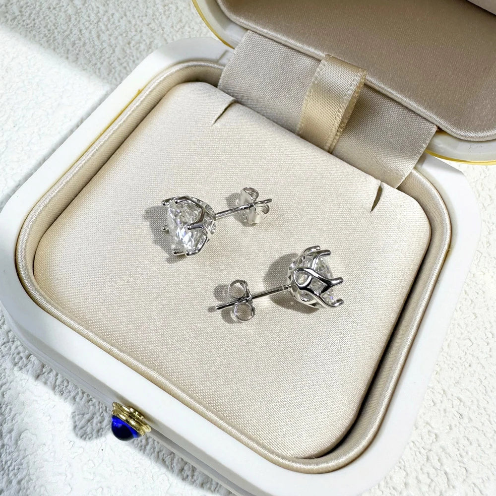 JoyceJelly 1/2/4CT VVS D Color Moissanite Russian Cut 8H8A Lab Diamond Stud Earrings For Women S925 Sterling Silver Fine Jewelry