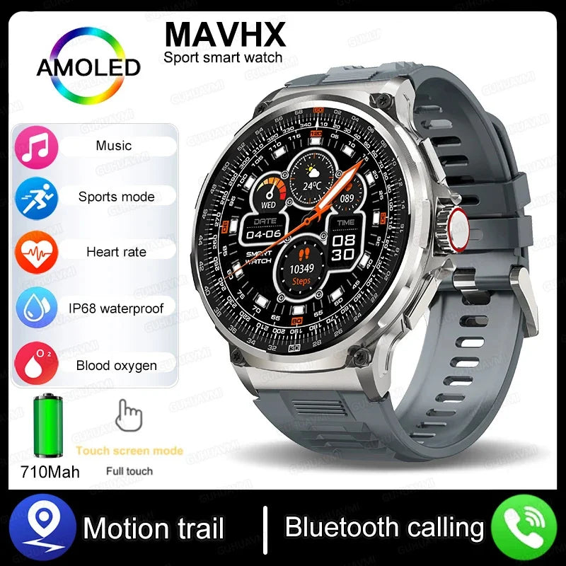 2025 New 1.85-Inch Ultra HD Smart Watch Men GPS Track Bluetooth Call 710 mAh Large Battery 400+Dial Smartwatch For Huawei Xiaomi