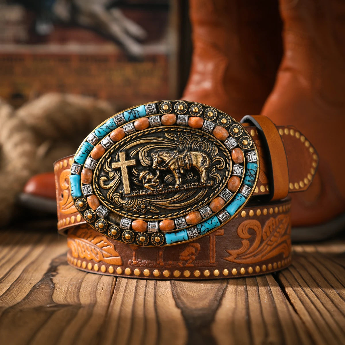 A casual and retro belt, a waist accessory for Western-style clothing, metal buckle, PU belt, suitable for both men and women