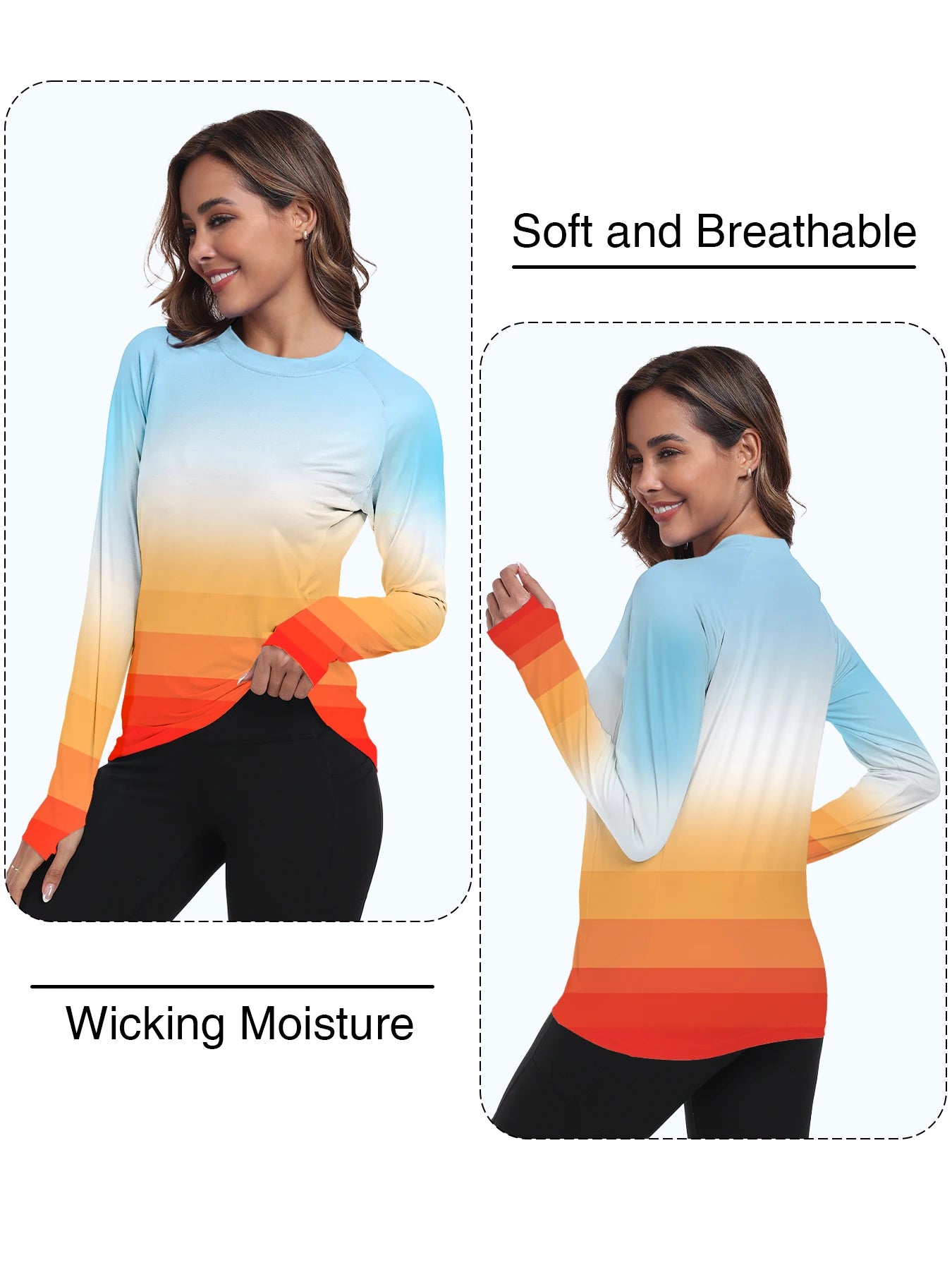 Women's UPF 50+ Sun Shirts Long Sleeve UV Protection Rash Guard Lightweight Quick Dry SPF Hiking Tops Outdoor