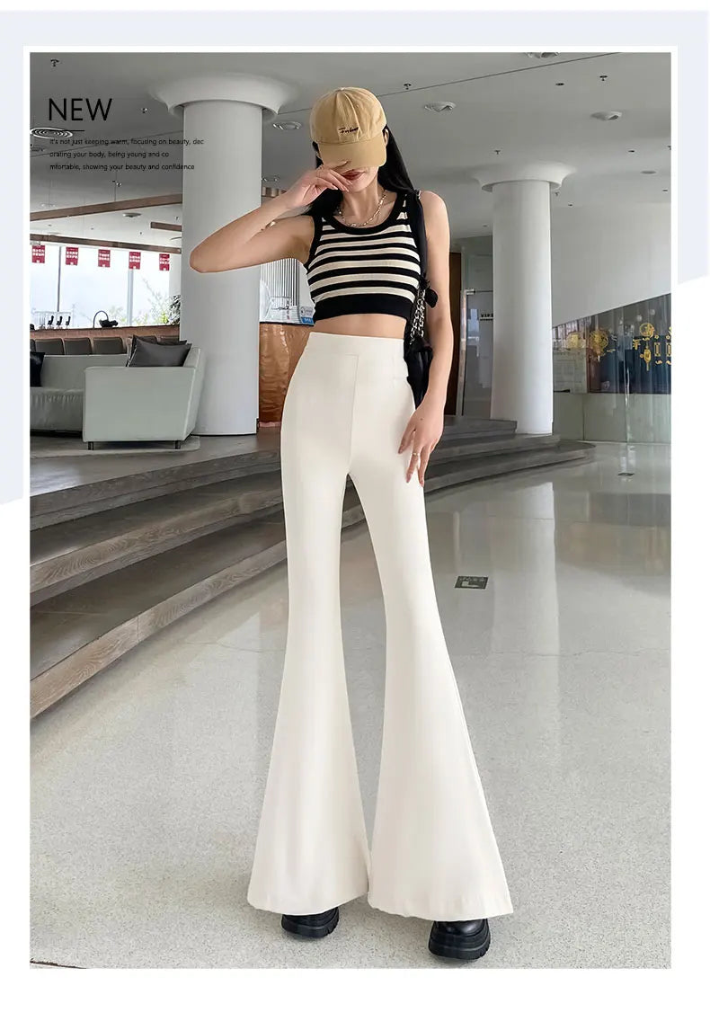 Bla Slimming High Waist Wide Leg Pants Women's Summer Thin Extended Tall Micro Flared Casual Drapey Commute Sle Trousers