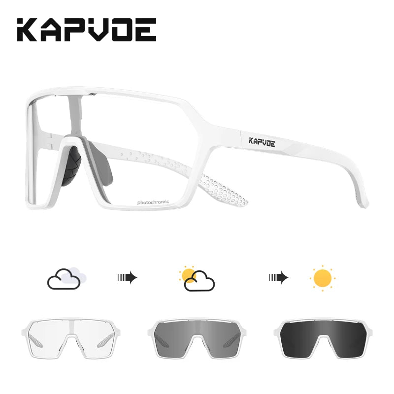 Kapvoe Photochromic Cycling Glasses Baseball Sunglasses UV400 MTB Mountain Bike Transition Bicycle for Women Sports Eyewear