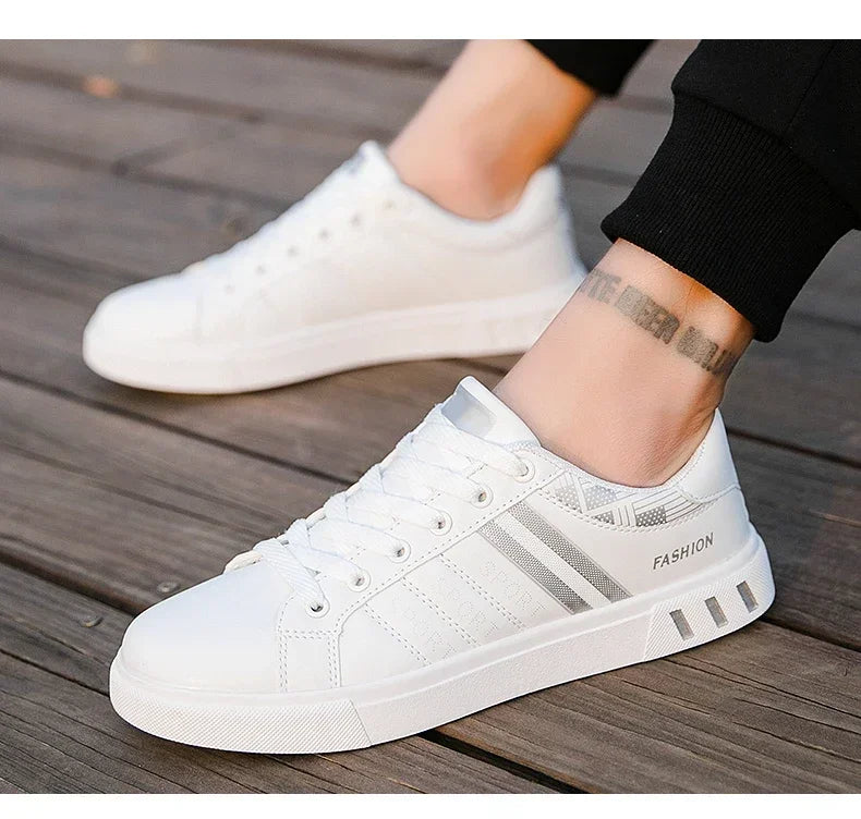 2024 Mens Casual Sneakers New Fashion Lace-up White Shoes Student Comfort Sports Plus Size Vulcanized Shoes Zapatillas De Hombre