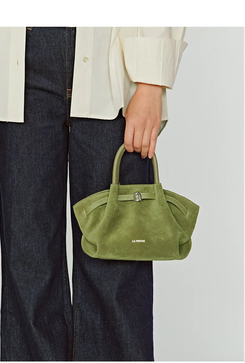 LA FESTIN Leather Bag New Suede Handbag Women's bags Luxury brand Bag Fashion Shoulder Bag Crossbody Bag Bucket Bag small size