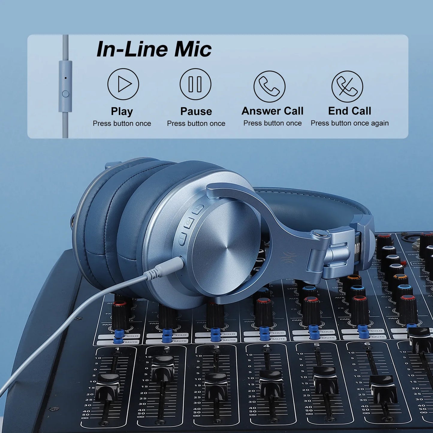 Oneodio A70 Wireless Bluetooth 5.2 Headphones 72Hrs Over Ear Hi-Res Audio 3.5mm/6.35mm Wired Studio DJ Headset With Microphone
