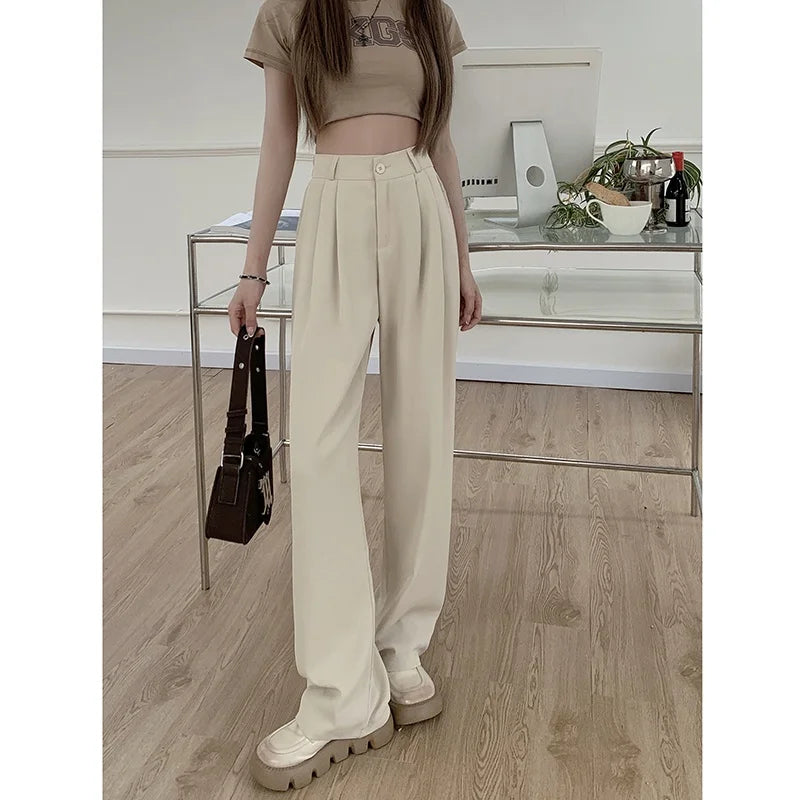 plus Size Women's Casual Wide Leg Pants High Waist Slimming Trousers Versatile Spring Faion Korean Sle Commute Pants