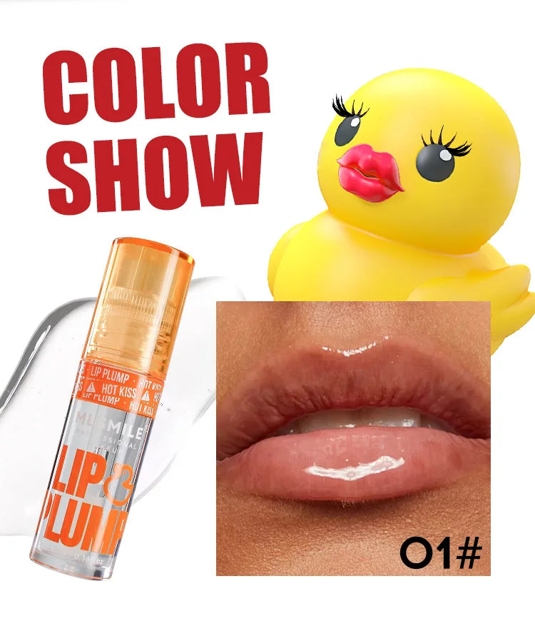 MLSMILE Duck Lip Plump Lip Oil Moisturizing Lip Gloss Mirror Water nature long-lasting Gloss Gloss Pearl Lip Glaze Set