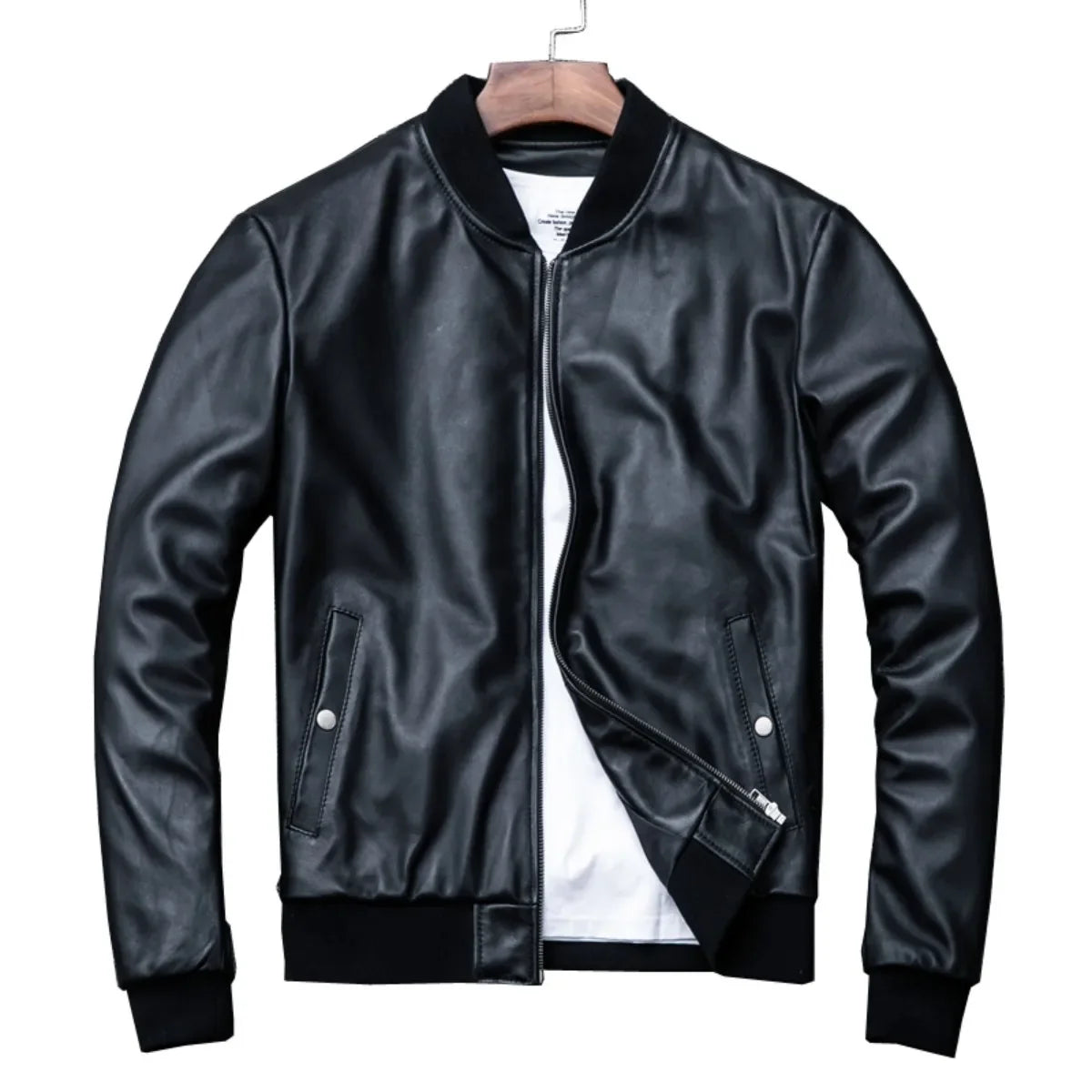 Men's 2025 Sheepskin Motorcycle Jacket – Stand Collar Biker Coat Autumn Winter
