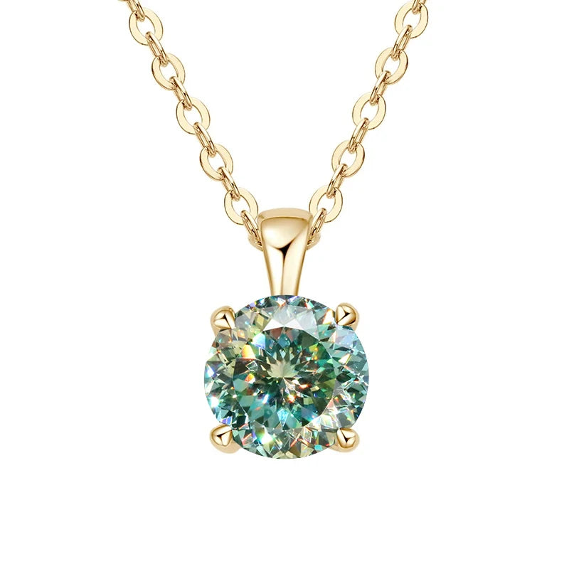 JoyceJelly Classic Four Prong 1ct Moissanite Necklace Women's 925 Sterling Silver Plated 18k Gold Pendant Luxury Fine Jewelry