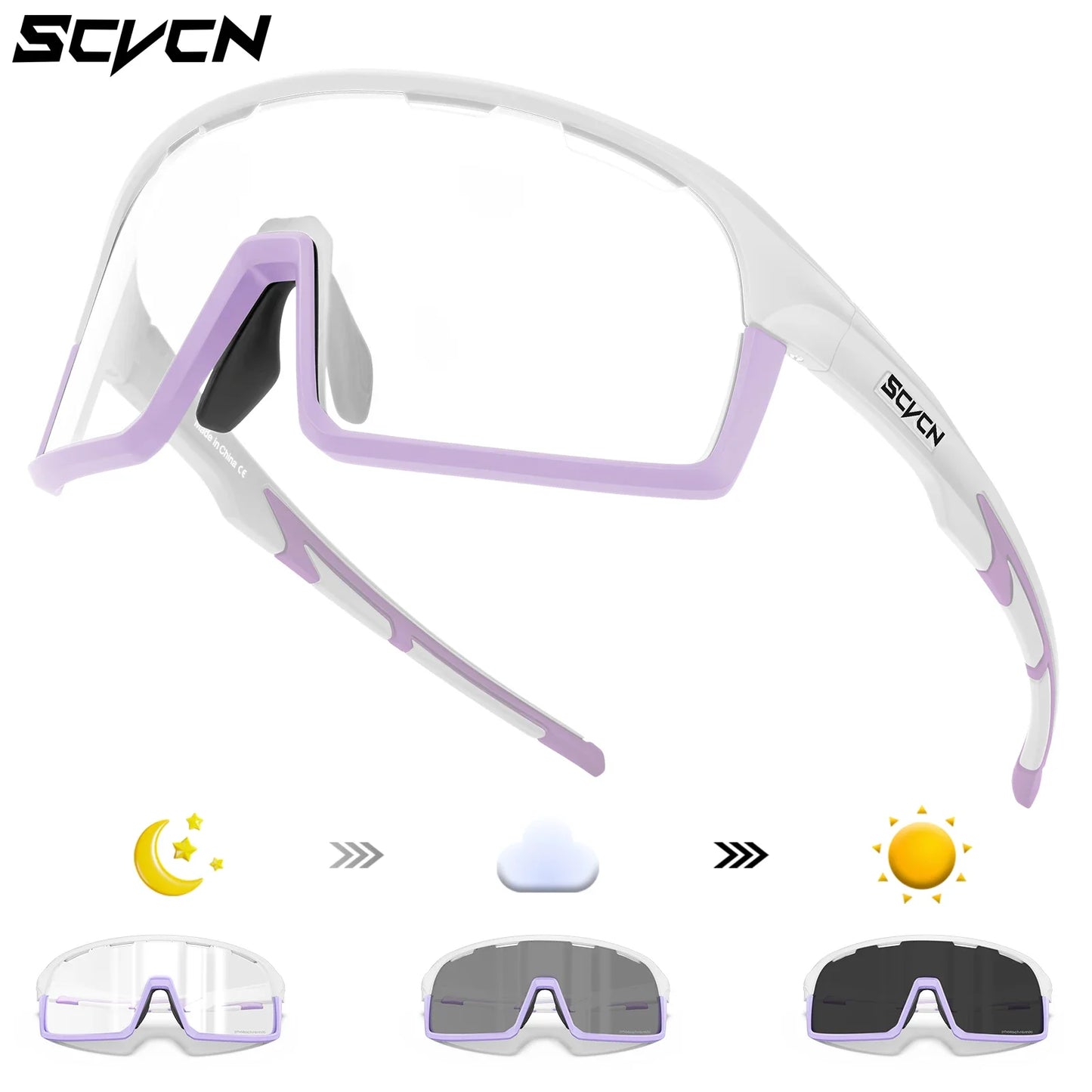 Scvcn Red Photochromic Sunglasses Cycling Blue Outdoor Sports Bike Glasses Man MTB Fishing Glasses Eyewear Bicycle Goggles UV400