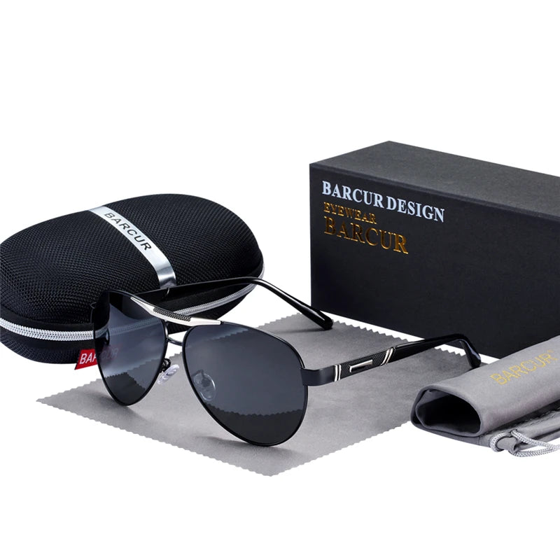 BARCUR Pilot Design Fashion Men Sunglasses Polarized Ladies Sun Glasses UV400 Protection Women Sun Glasses