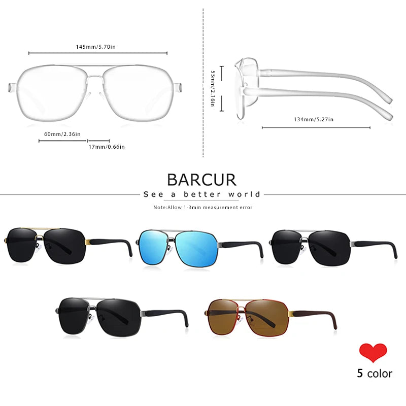 BARCUR Polarized Men Sun Glasses For Driving Durable Sunglasses Eyewear UV400 Gafas Oculos De Sol