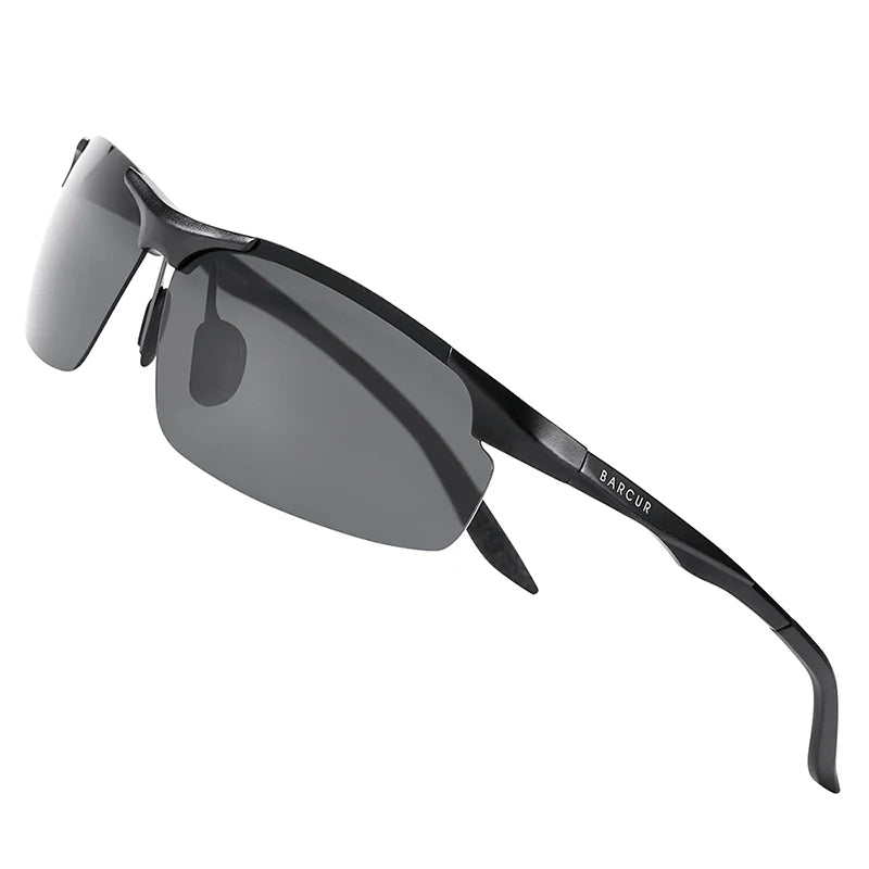 BARCUR Aluminium Magnesium Sunglasses for Men Polarized UVA&B Protection Photochromic Ultralight Sun Glasses Sports Eyewear