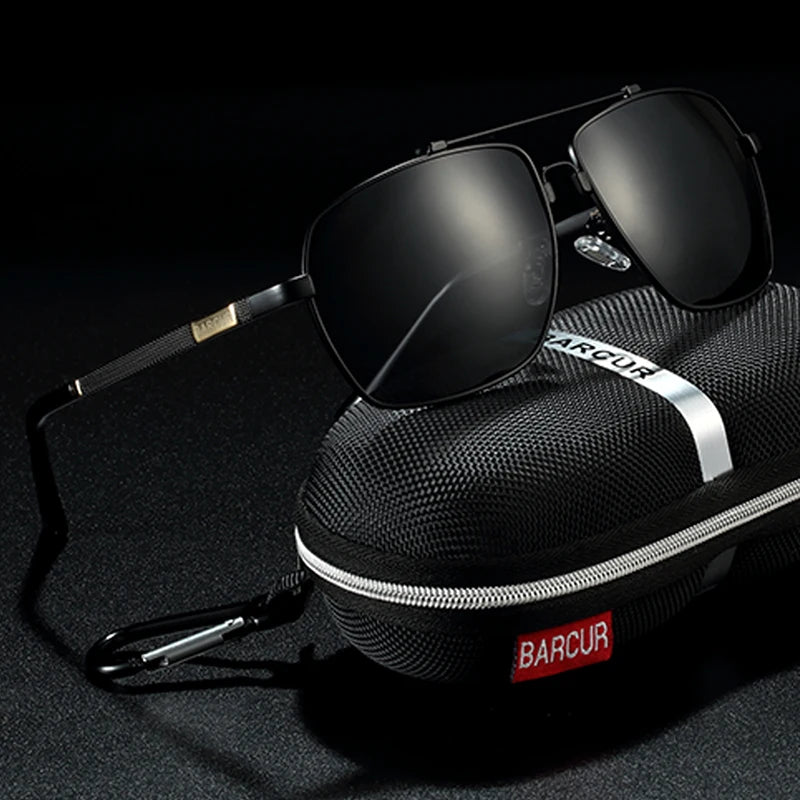BARCUR Brand Design Titanium Alloy Frame Sunglasses Polarized Men Sun Glasses Women Pilot Eyewear Mirror Shades UV400