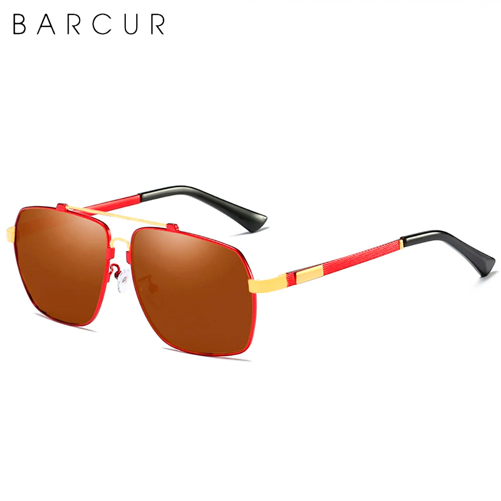 BARCUR Brand Design Titanium Alloy Frame Sunglasses Polarized Men Sun Glasses Women Pilot Eyewear Mirror Shades UV400