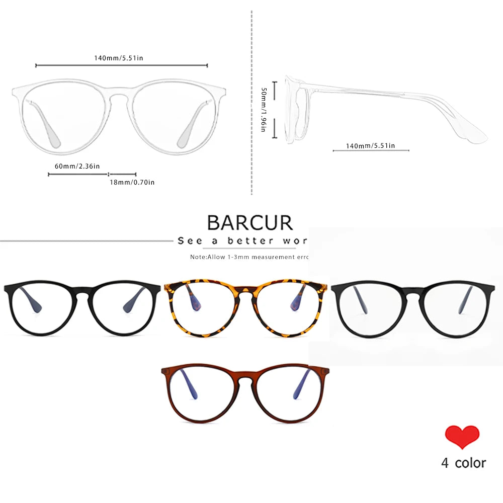 BARCUR Anti Blue Light Computer Glasses Frame Men Glass Frames Women Trend Styles Brand Optical Reading