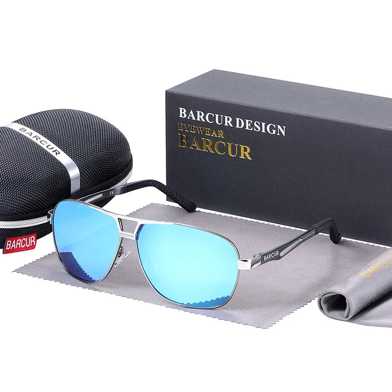 BARCUR Pilot Photochromic Sunglasses Metal Frame Men Polarized Sun Glasses Glass Eyewear Trend Styles UV400 Protection