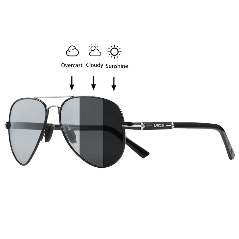 BARCUR Photochromic Polarized Sun glasses for Men Sunglasses Fishing Hiking Eyewear Oculos Gafas De Sol