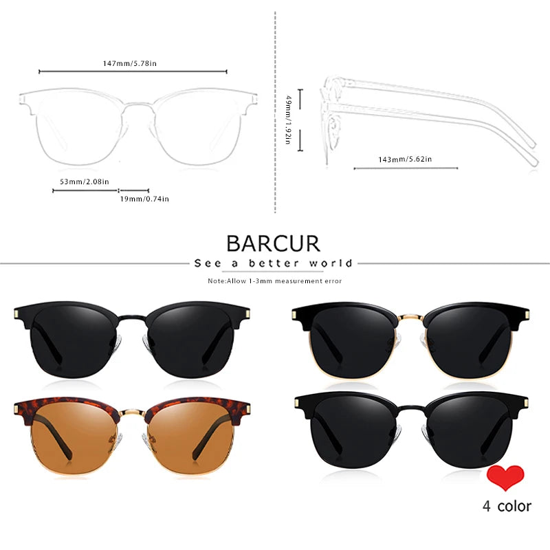 BARCUR Women Sun Glasses Men Sunglasses Polarized Shades Female Oculos lunette de soleil femme