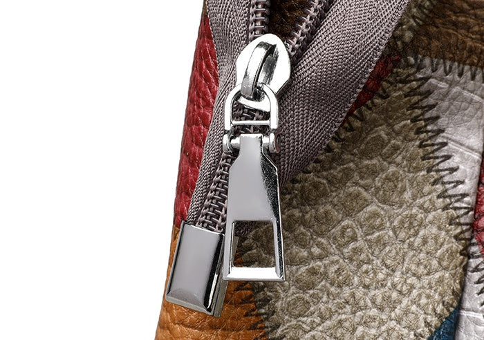 Retro Geometric Pattern-Matching Shoulder Bag— Large Capacity Stitching Handbag Tote
