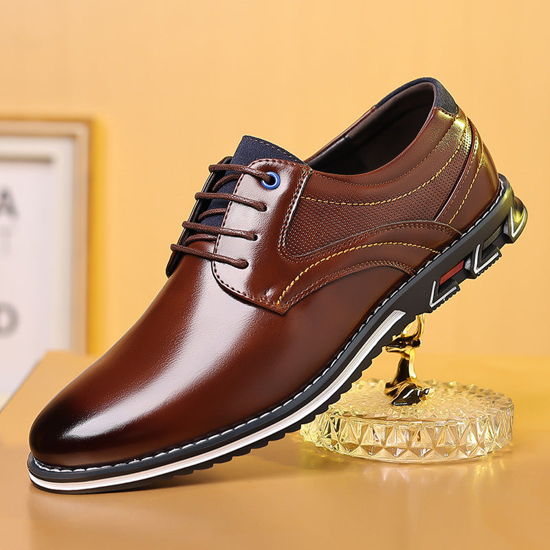 Men's Casual PU Leather Work Shoes – Black & Brown | GrabliWorld