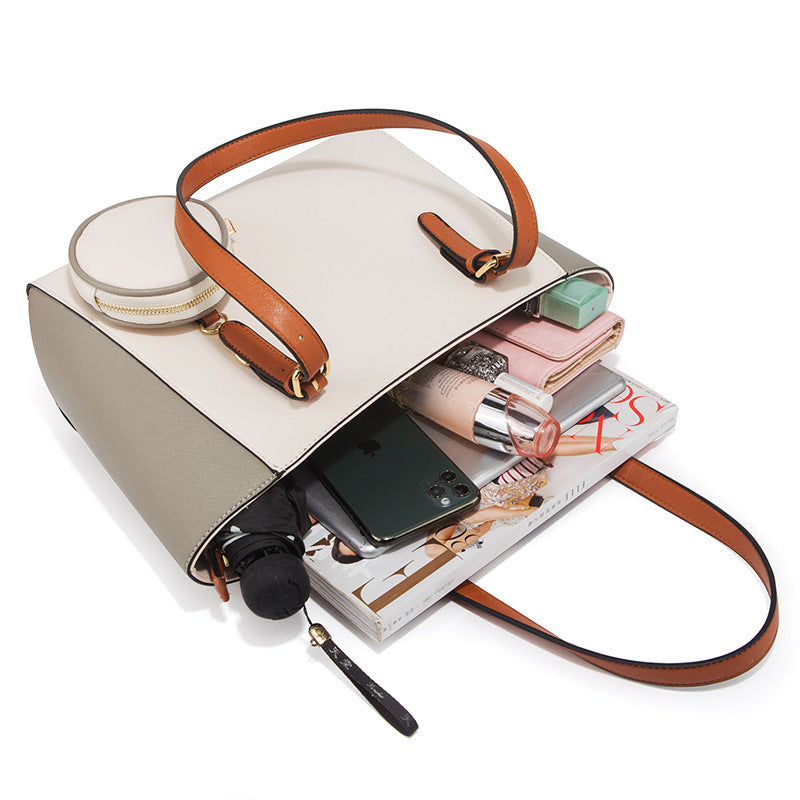 Three-in-One Saffiano PU Leather Shoulder Bag Set – Retro Elegance Edition