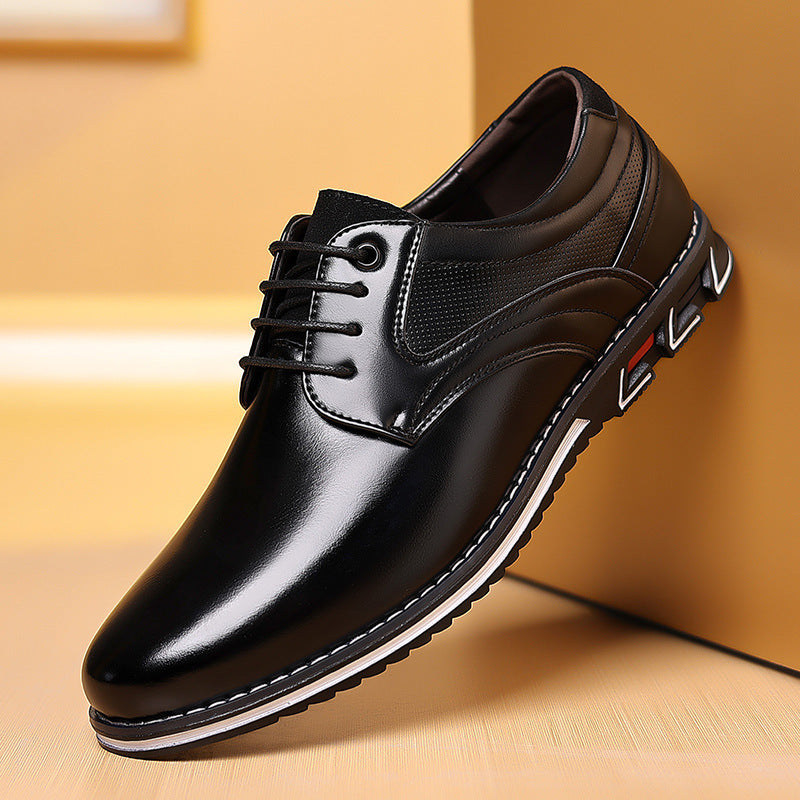 Men's Casual PU Leather Work Shoes – Black & Brown | GrabliWorld