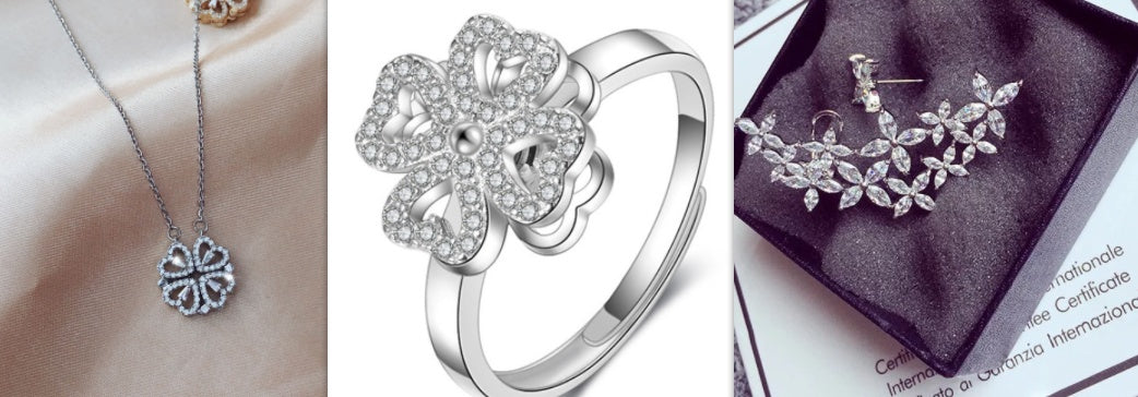 Detachable Deformed Four-leaf Clover Necklace For Women A Multi-wearing Zircon Small Love Short Clavicle Chain