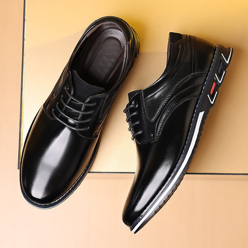 Men's Casual PU Leather Work Shoes – Black & Brown | GrabliWorld