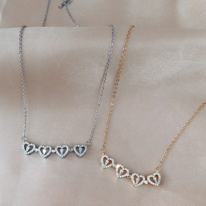 Detachable Deformed Four-leaf Clover Necklace For Women A Multi-wearing Zircon Small Love Short Clavicle Chain