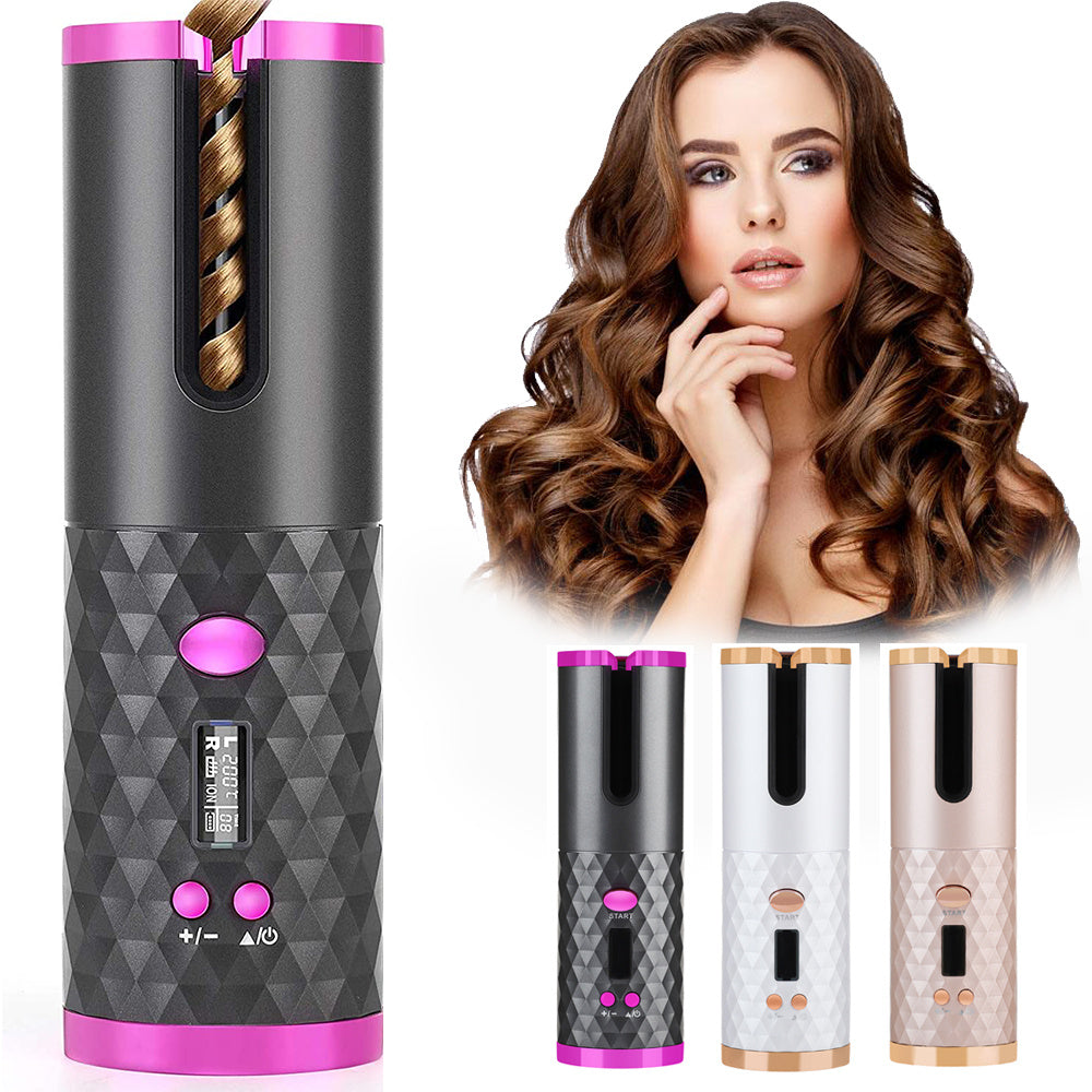 Unbound Rechargeable Automatic Hair Curler – Cordless Ceramic Curling Wand