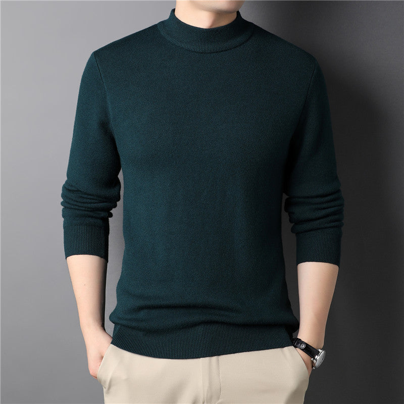 Pure Color Half Collar Men's Slim Fit Sweater Base Sweater