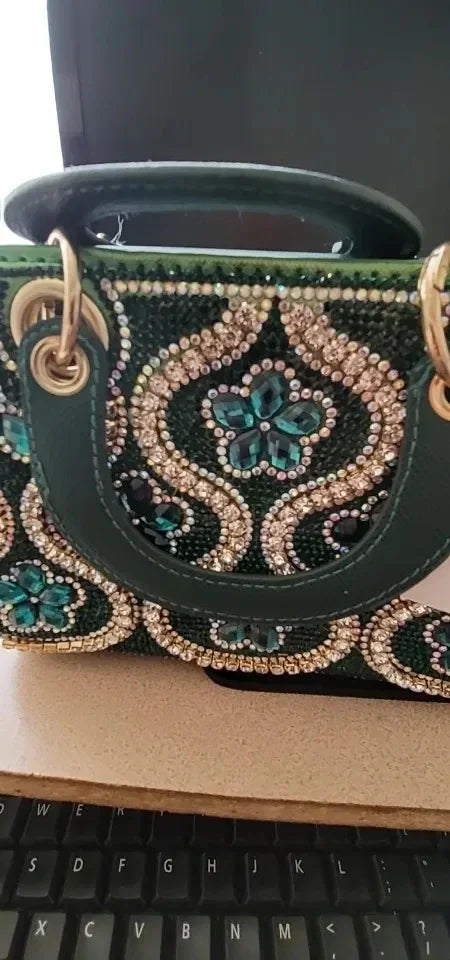 Women's Luxury Rhinestone Evening Bag – Handmade Shoulder & Crossbody Party Clutch