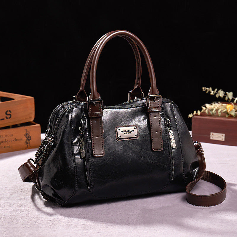 Women's Genuine Leather Crossbody Tote Handbag
