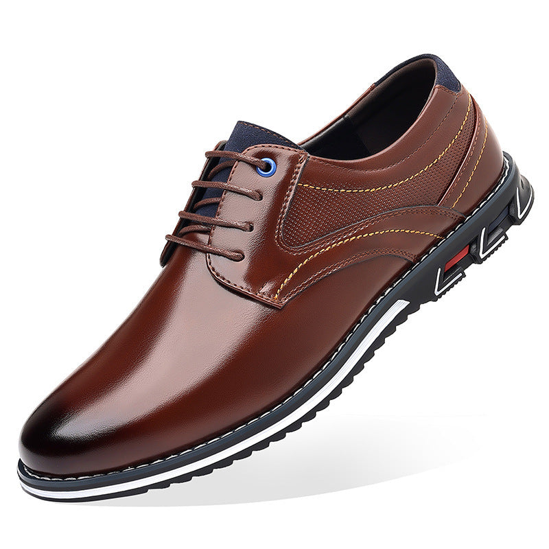 Men's Casual PU Leather Work Shoes – Black & Brown | GrabliWorld