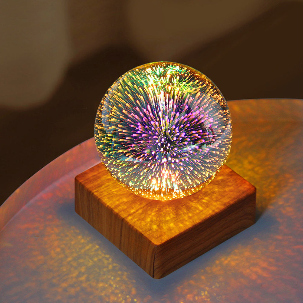 USB 3D Firework Crystal Ball Night Light – Romantic LED Starry Glow