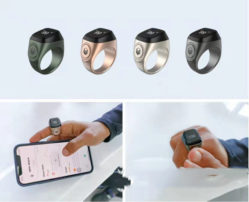 iQIBLA Smart Zikr Ring – Bluetooth Tasbih Counter with OLED Display & Prayer Time Reminder