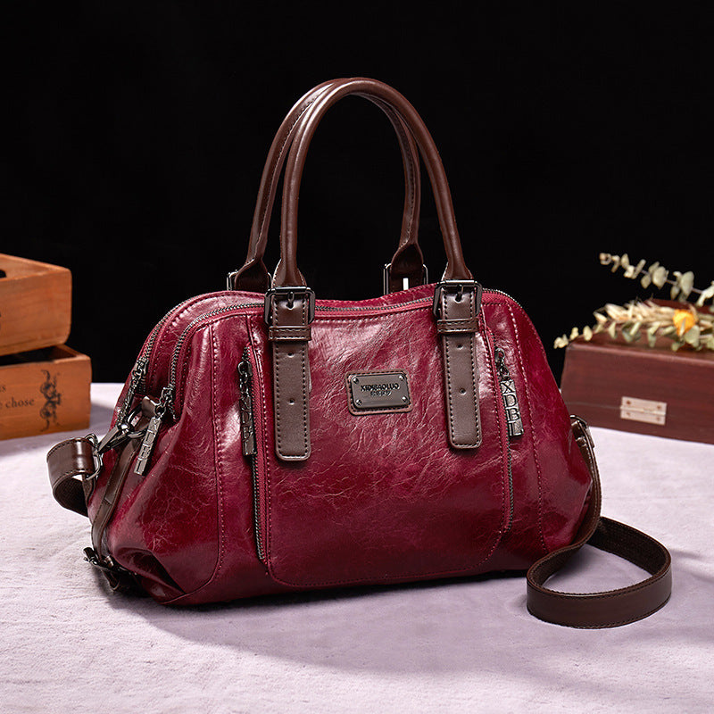 Women's Genuine Leather Crossbody Tote Handbag