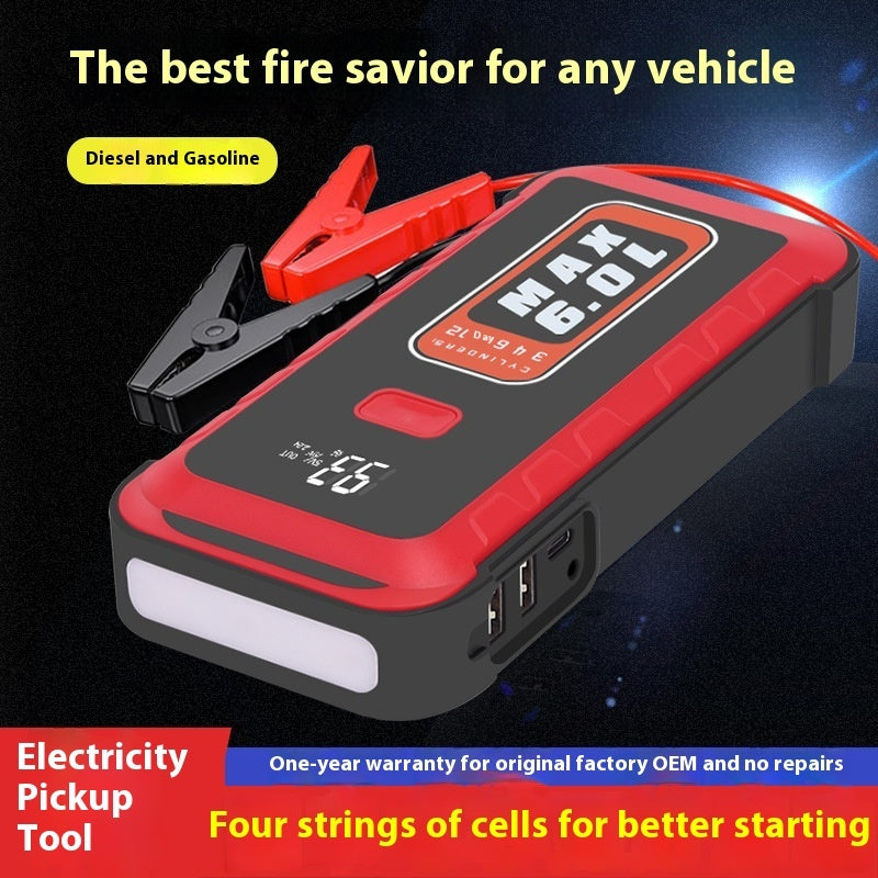 25800mAh Car Emergency Jump Starter – 2500A Peak, Dual USB, SOS Light & Optional Air Pump